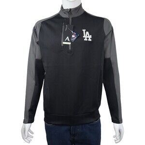 Antigua Mens Size Medium Black Gray LA Dodgers 1/4 Zip Pull Over Jacket MLB